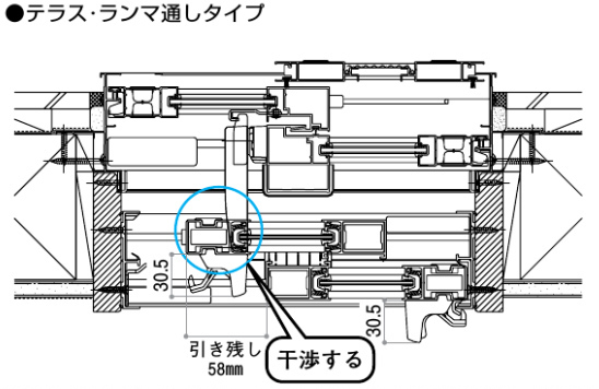 戸先錠　引き残し　テラスタイプ